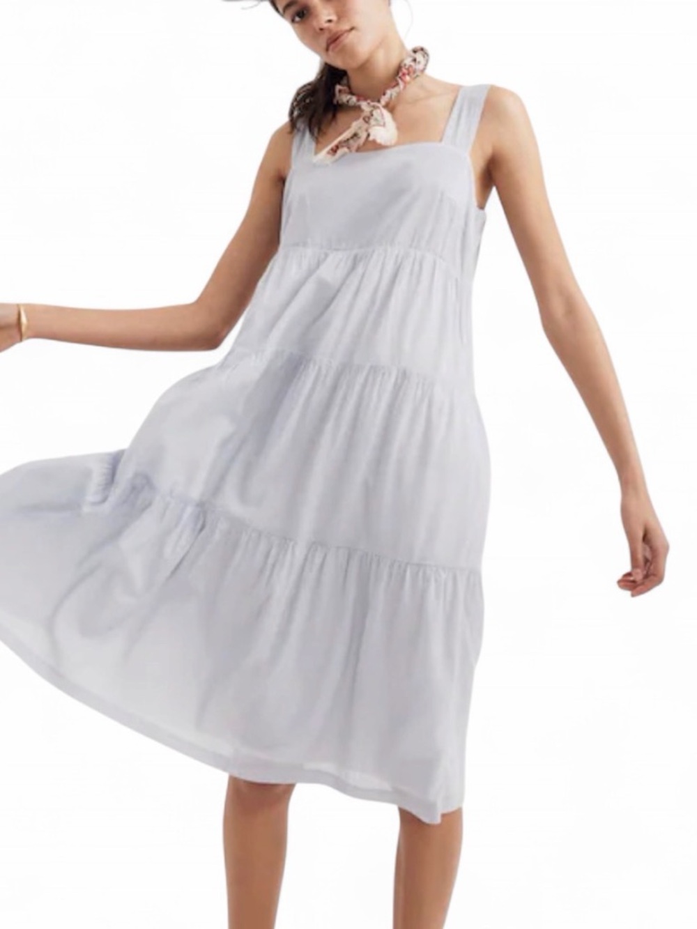 Madewell Light Blue Tiered Midi Dress
